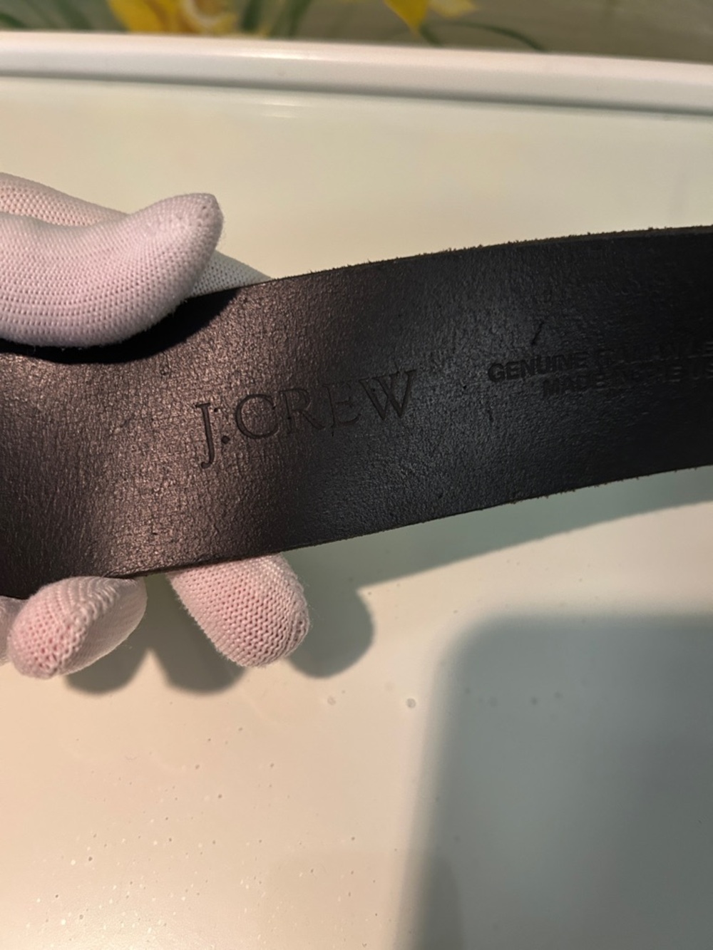 NWOT J. Crew Genuine Leather Strap On Strap Black Belt with Warm Brass Buckle - Picture 3 of 7